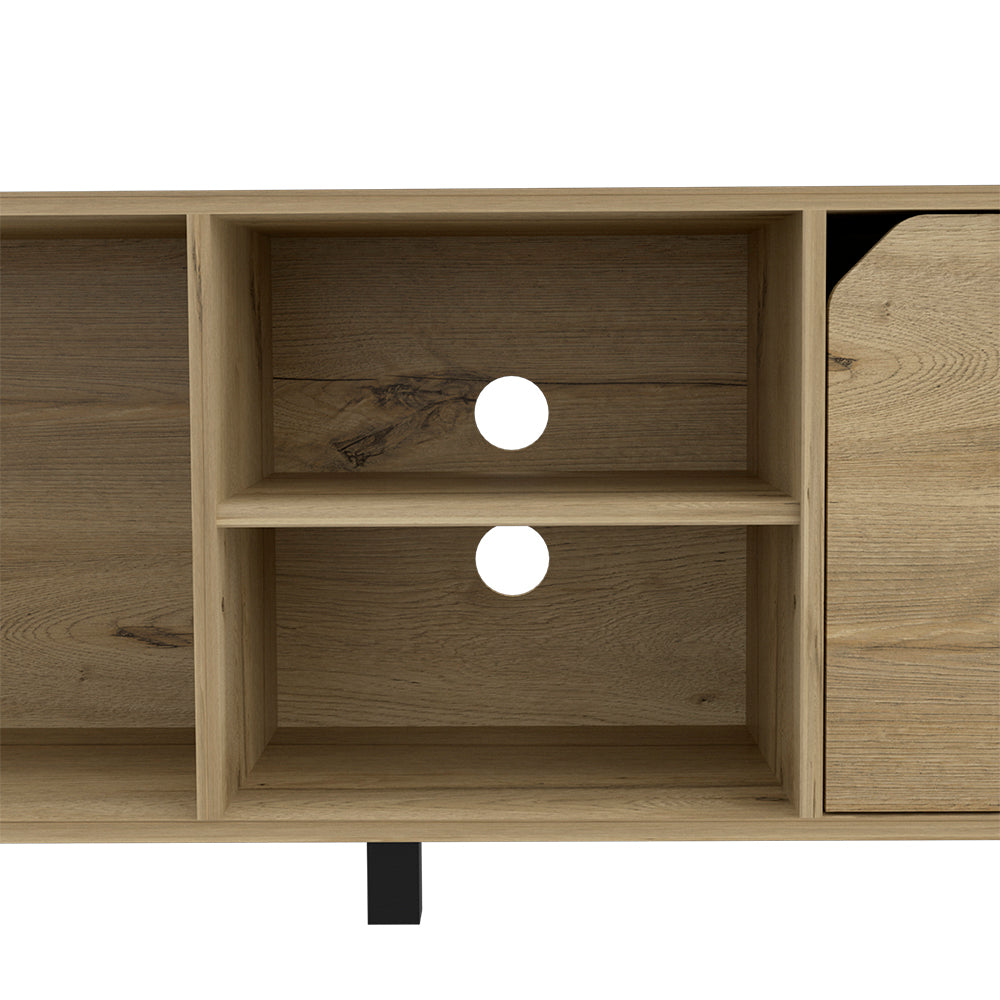 Leoglint TV Stand for TV´s up 70" Estocolmo, Four Open Shelves, Light Oak Finish