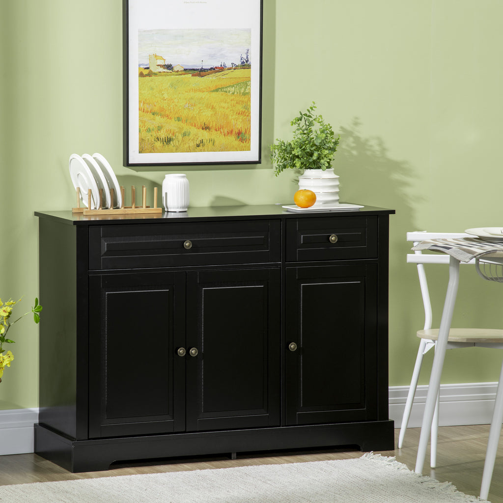 Leoglint Sideboard Buffet Cabinet, Modern Kitchen Cabinet with 2 Drawers and Adjustable Shelves, Coffee Bar Cabinet, Black