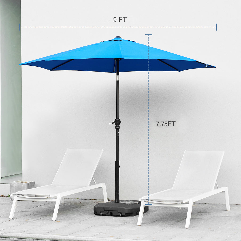 Leoglint 9 foot outdoor umbrella with button tilt and crank, Outdoor patio/market table umbrella UV protected and waterproof, blue