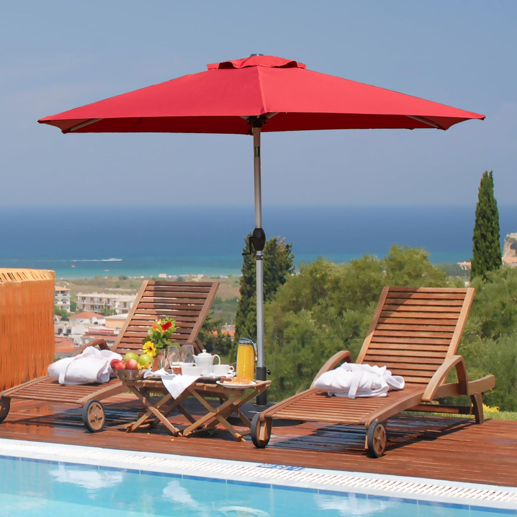 Leoglint 7.5FT Patio Umbrella, Outdoor Umbrella with Push Button Tilt and Crank, UV Protection Waterproof Market Sun Umbrella with 8 Sturdy Ribs for Garden, Deck, Backyard, Pool (Brick red)