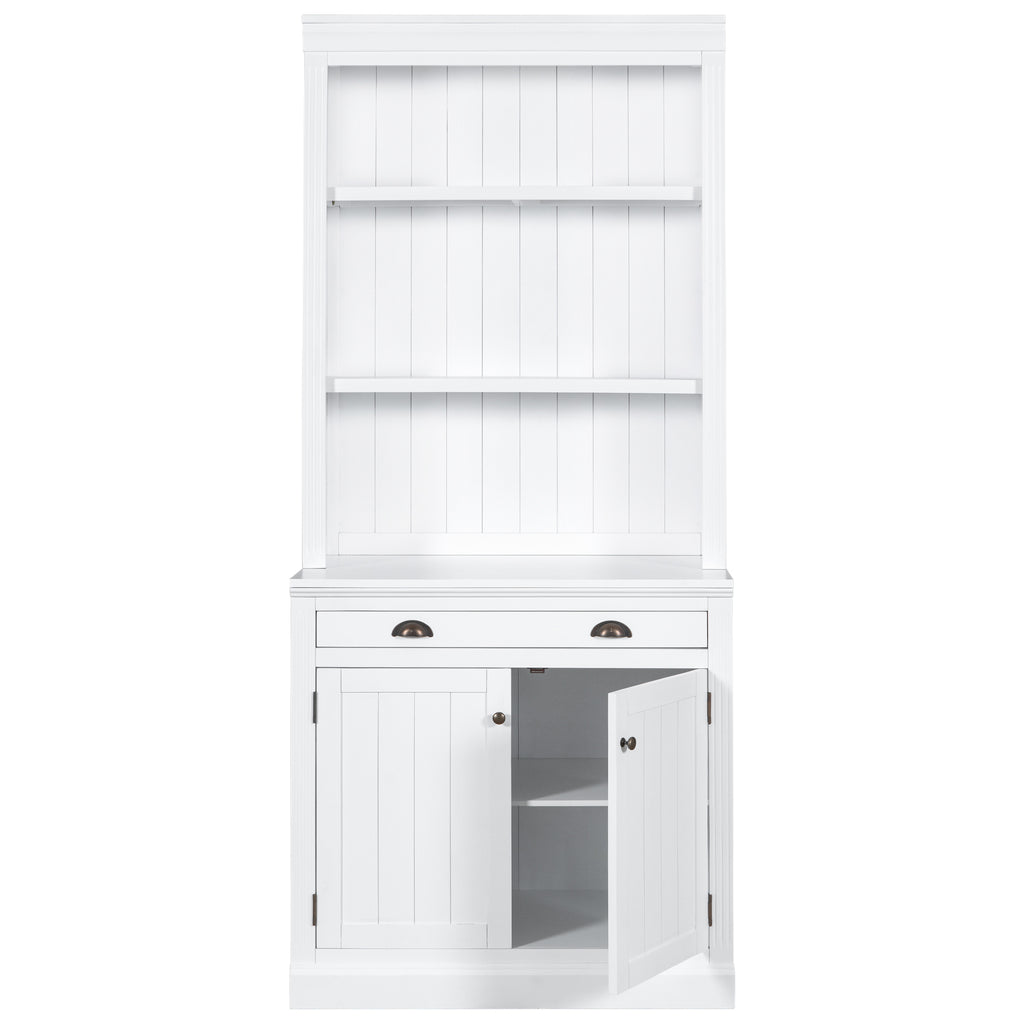 Leoglint 83.4"Tall Bookshelf with LED Lighting, Modern Bookcase with 2 Doors and 1 Drawer,Storage Bookcase with Open Shelves for Living Room,Home Office,White