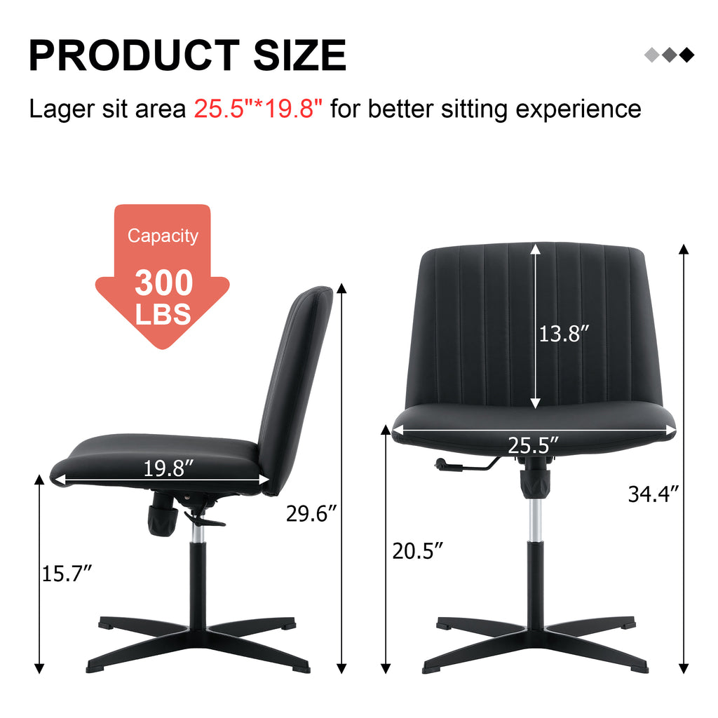 Leoglint Black High Grade Pu Material. Home Computer Chair Office Chair Adjustable 360 ° Swivel Cushion Chair With Black Foot Swivel Chair Makeup Chair Study Desk Chair. No WheelsW115167391