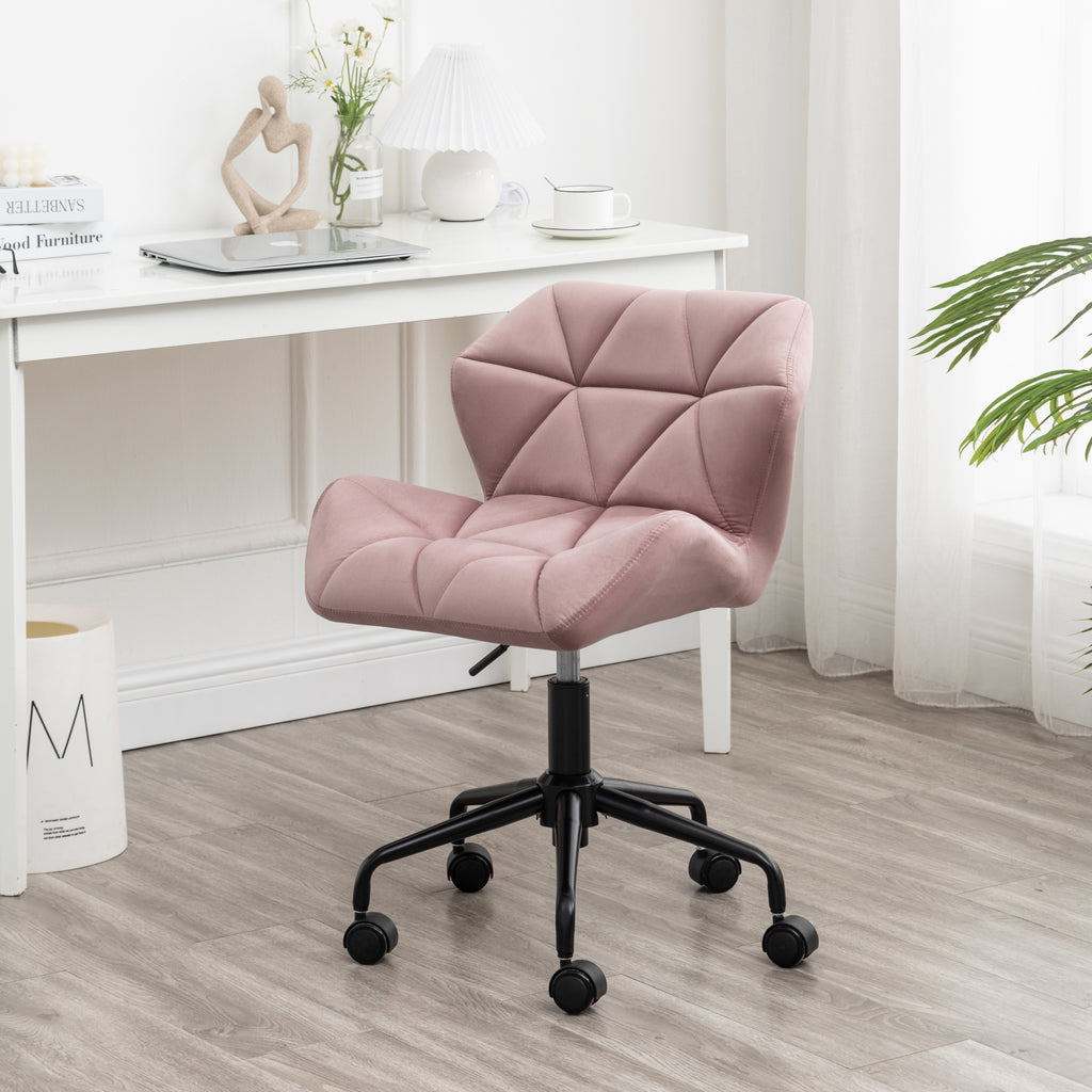 Leoglint Eldon Diamond Tufted Adjustable Swivel Office Chair, Mauve