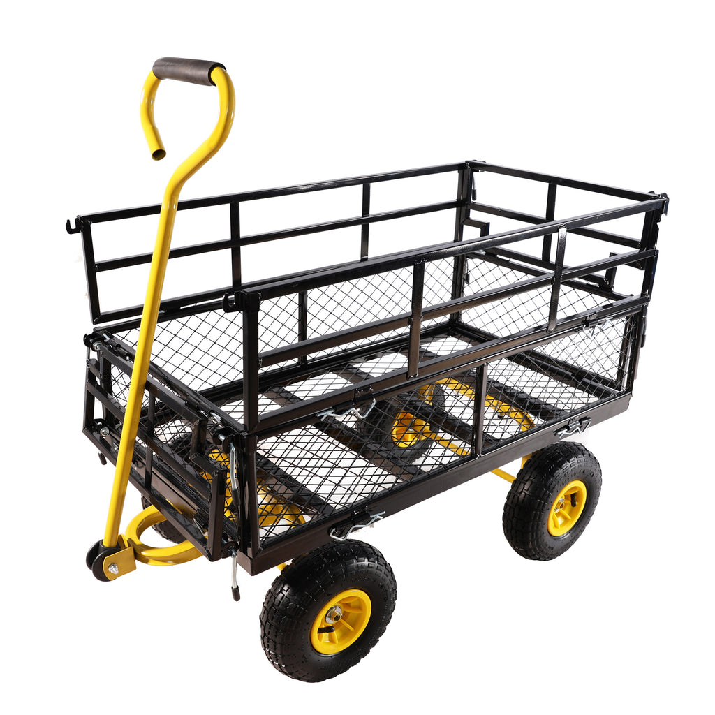 Leoglint Wagon Cart Garden cart trucks make it easier to transport firewood Yellow+Black