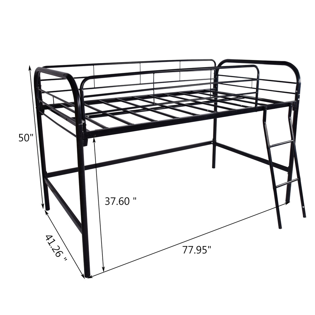 Metal Twin Loft Bed Frame , Twin Size High Loft Bed Black