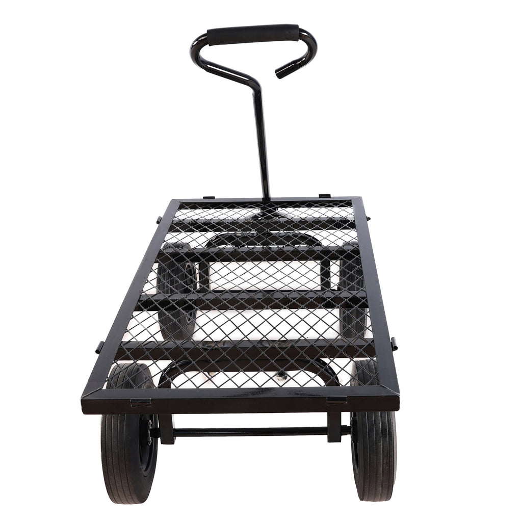 Leoglint (Black solid wheels wagon cart) Solid wheels Tools cart Wagon Cart Garden cart trucks make it easier to transport firewood