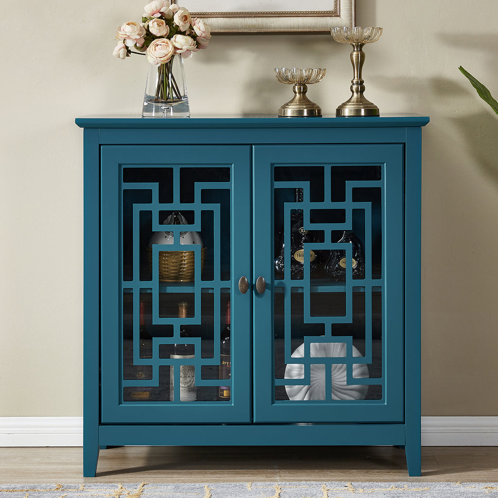 Leoglint Storage Cabinet, Buffet Sideboard, Teal Blue