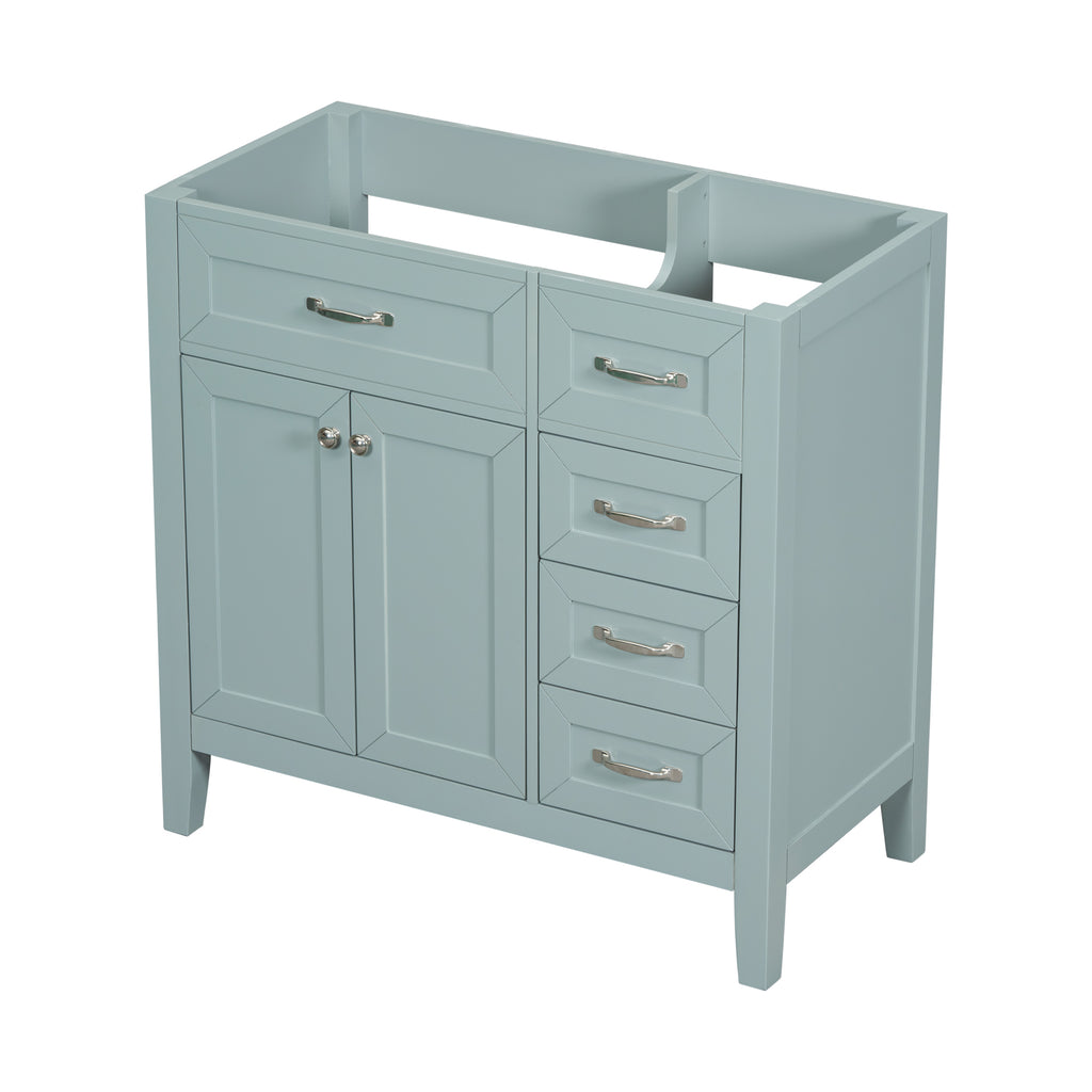 Leoglint 36" Bathroom Vanity without Sink, Cabinet Base Only, Bathroom Cabinet with Drawers, Solid Frame and MDF Board, Green