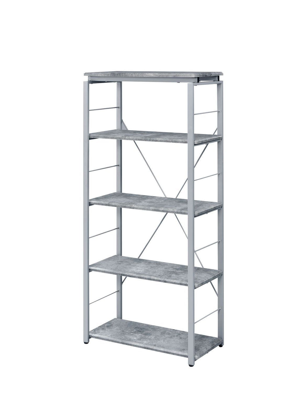 Leoglint ACME Jurgen Bookshelf, Faux Concrete & Silver 92907