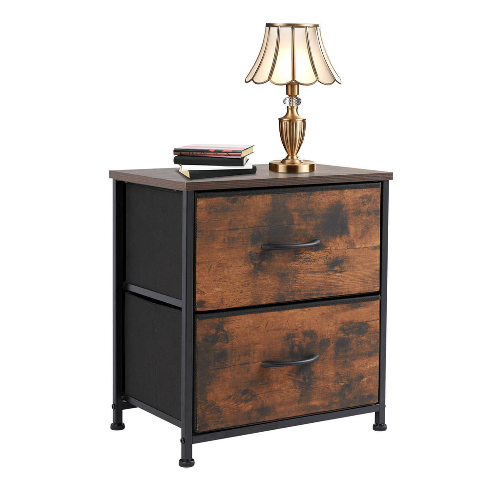 Leoglint Drawer Chest Drawers Dresser Chest of Drawers,Metal Frame and Wood Top,2bc,Brown