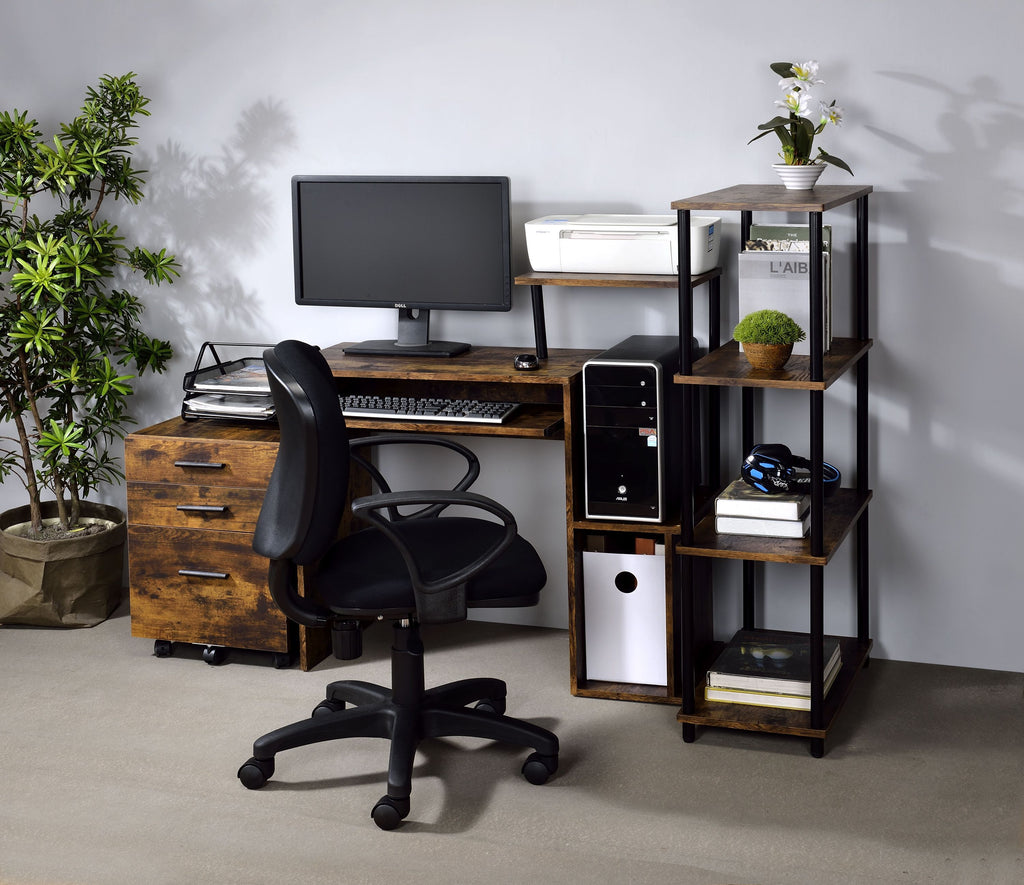 Leoglint ACME Lyphre Computer Office Desk, Weathered Oak & Black Finish 92760