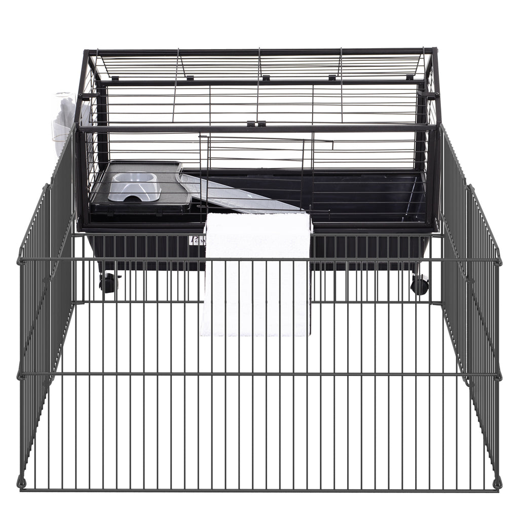 Leoglint Small Animal Playpen Cage w/ Rolling Caster, Water Bottle, 35" L