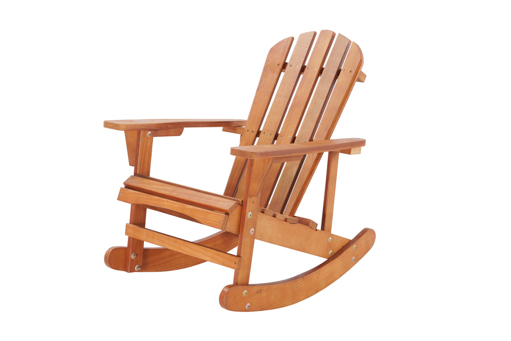 Leoglint Adirondack Rocking Outdoor Chair Solid Wood Chairs Finish Outdoor Furniture for Patio, Backyard, Garden - Walnut Brown