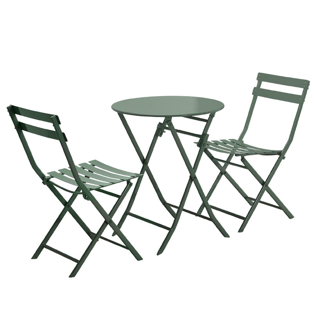 Leoglint 3 Piece Patio Bistro Set of Foldable Round Table and Chairs,Outdoor Chair, Dark Green