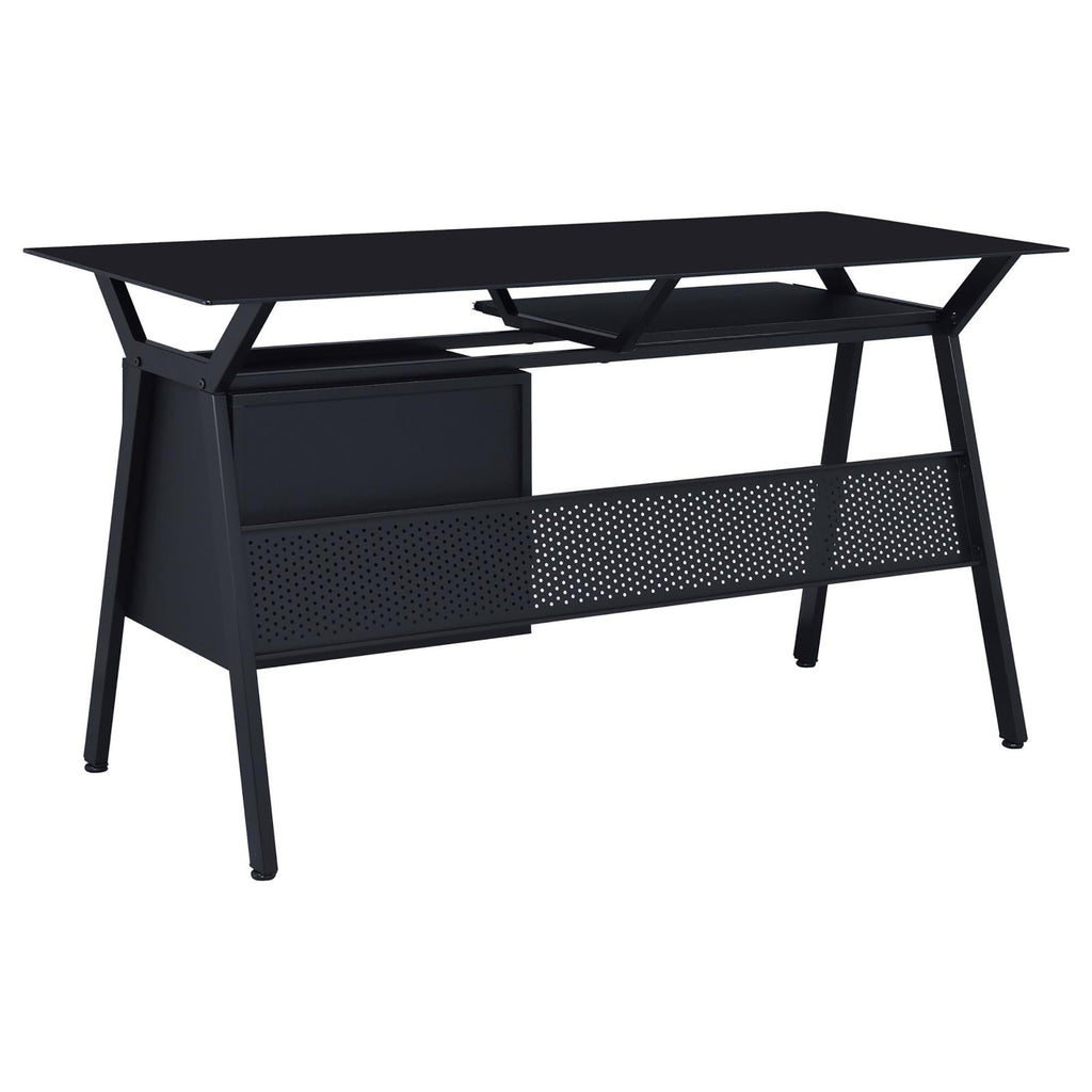 Leoglint Black 2-Drawer Computer Office Desk