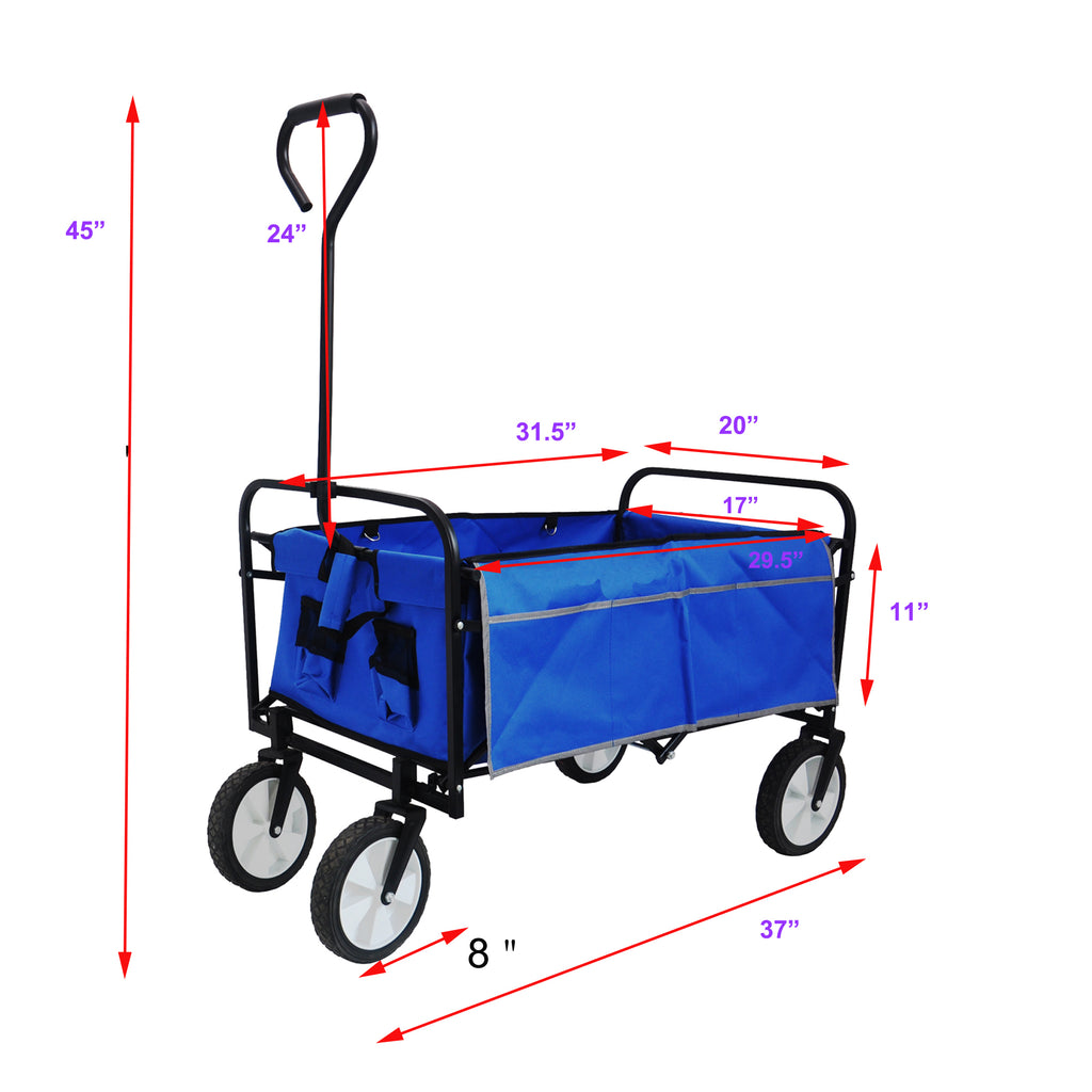 Leoglint Garden cart Folding Wagon Garden Shopping Beach Cart (Blue)