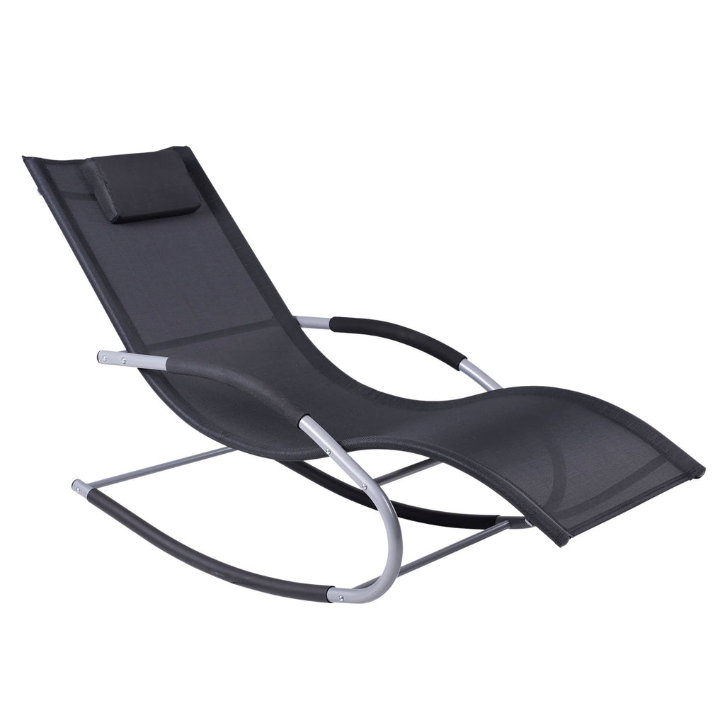 Leoglint Zero Gravity Rocking Outdoor Chair Outdoor Chaise Lounge Chair Recliner Rocker with Detachable Pillow and Durable Weather-Fighting Fabric for Patio, Deck, Pool, Black