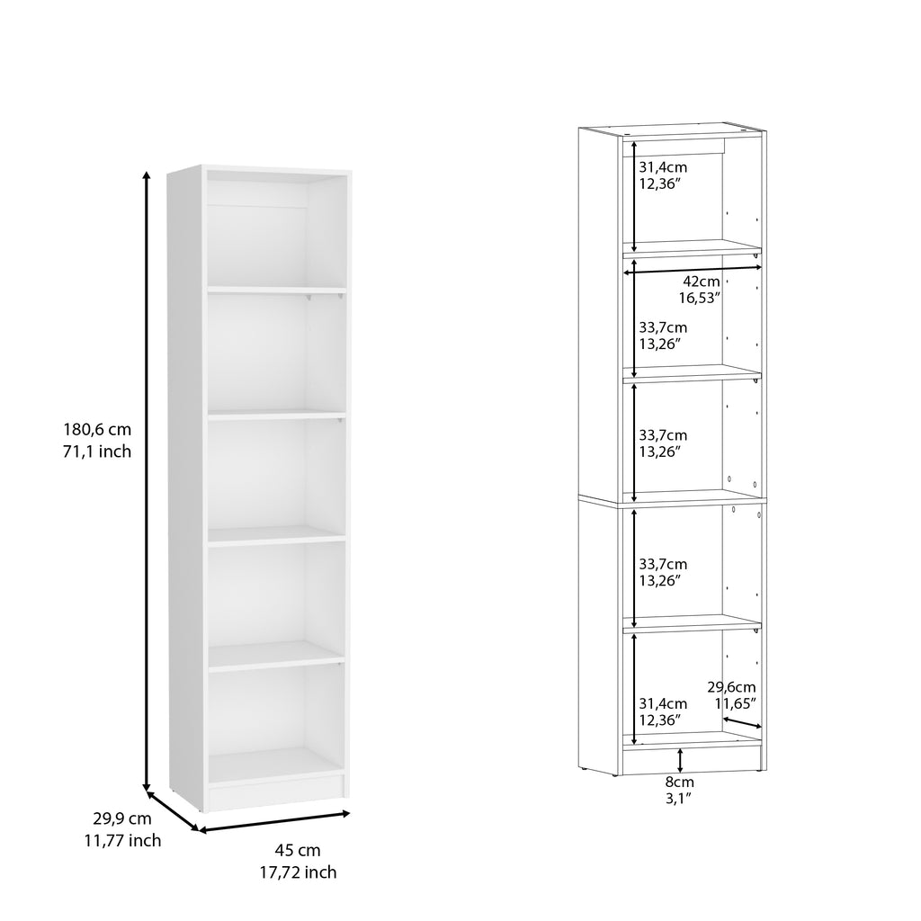 Leoglint Vinton XS Bookcase Compact Bookshelf with Multiple Shelves, White