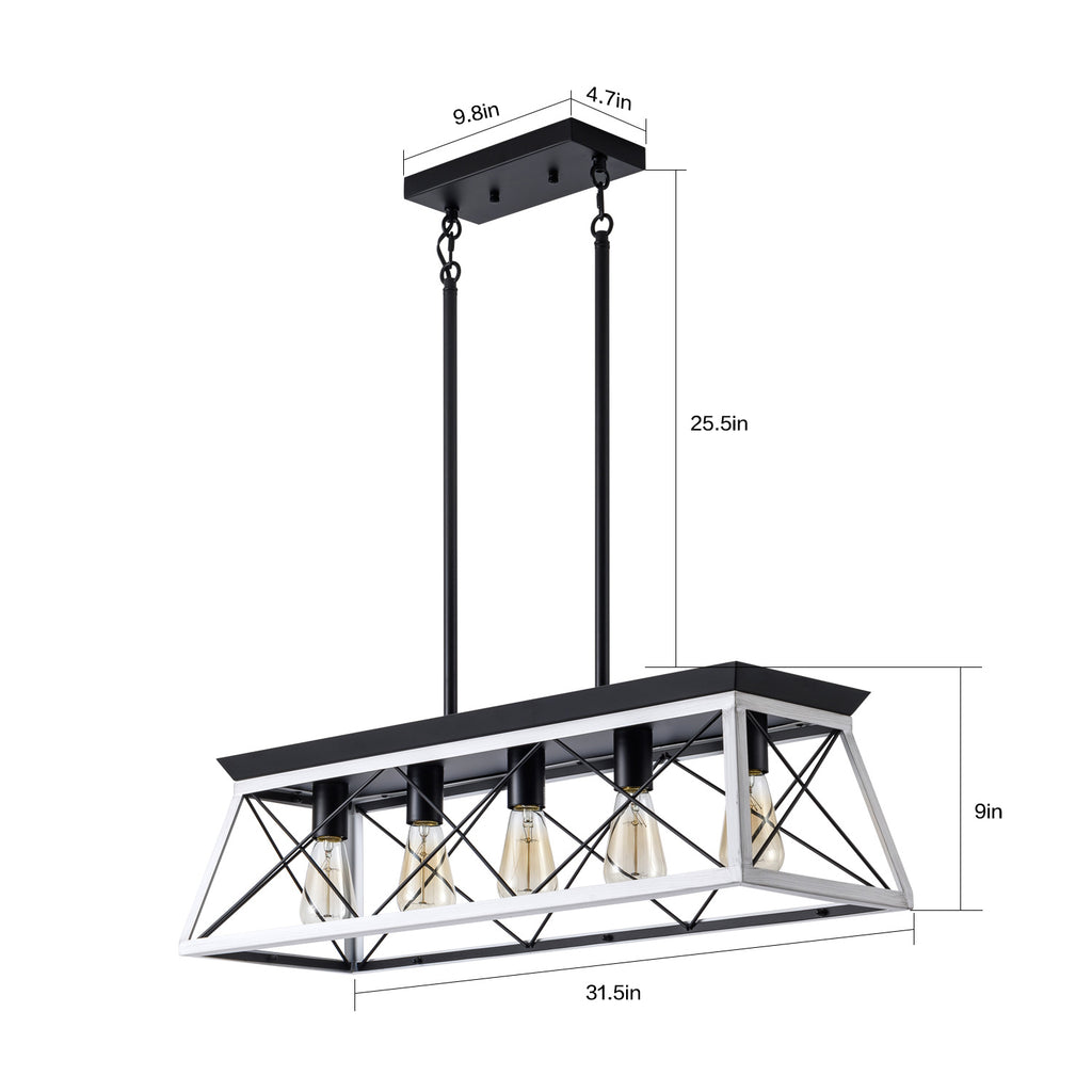 Leoglint Pendant 5-Light Farmhouse Chandeliers For Dining Room white(No Bulbs)