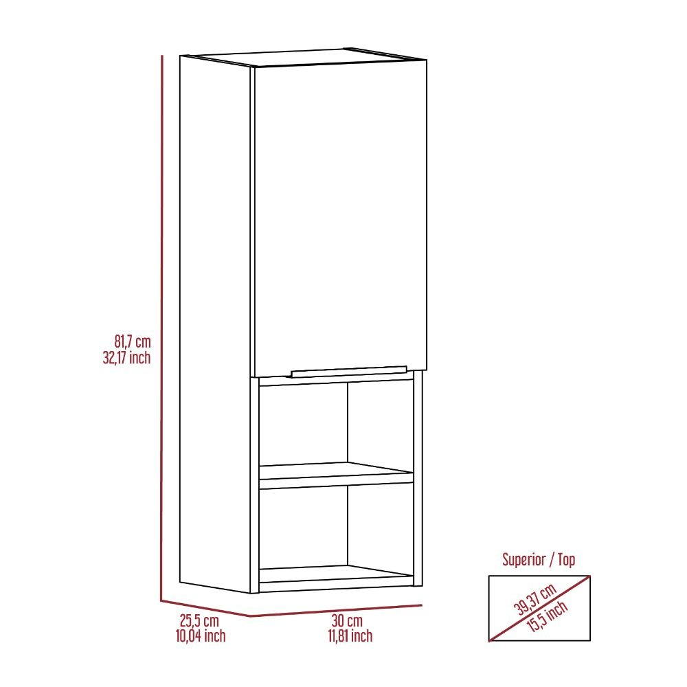 Leoglint Medicine Cabinet Hazelton, Open and Interior Shelves, Light Gray Finish