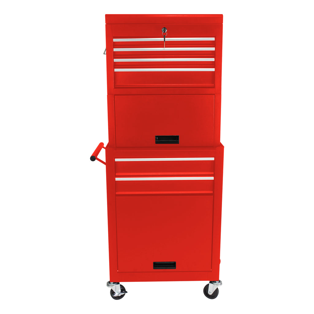 Leoglint High Capacity Rolling Tool Chest with Wheels and Drawers, 6-Drawer Tool Storage Cabinet--RED