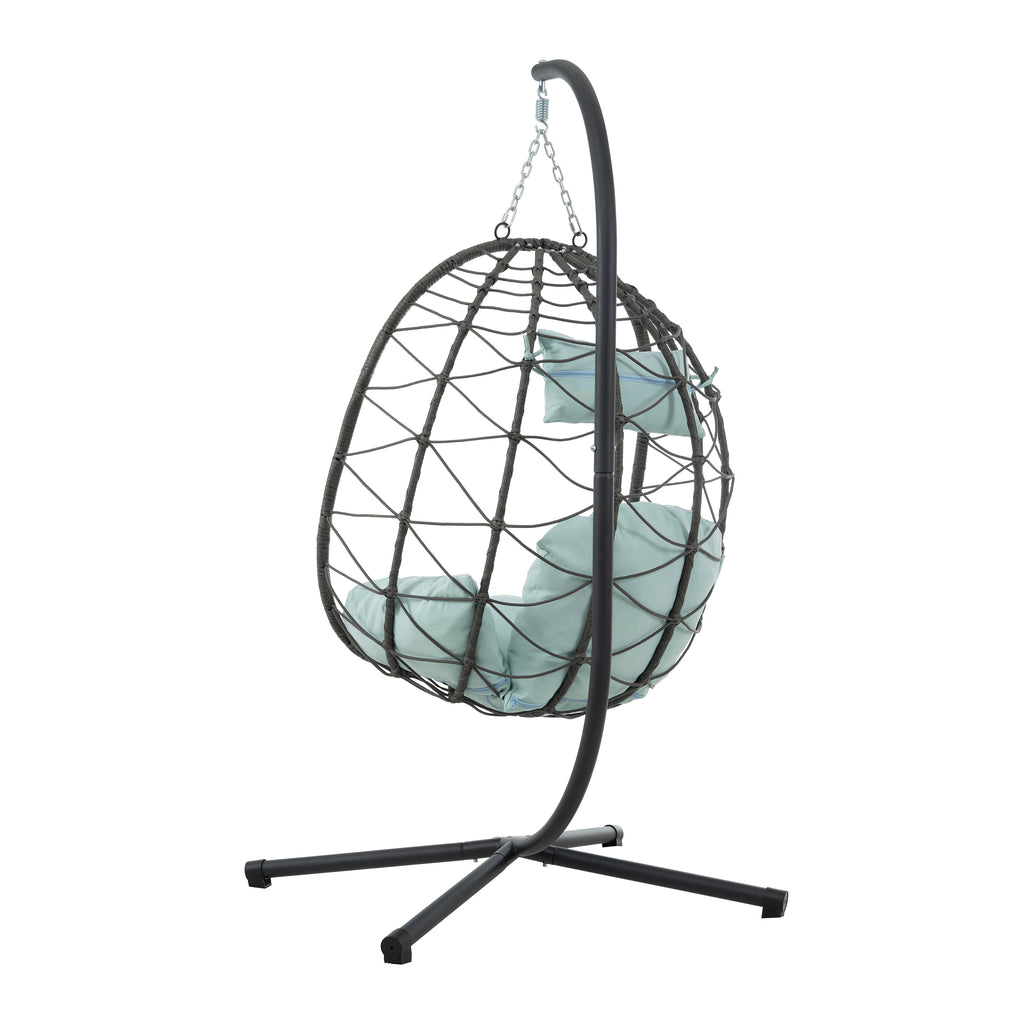 Leoglint Egg Outdoor Chair with Stand Indoor Outdoor Swing Chair Patio Wicker Hanging Egg Chair Hanging Basket Chair with Stand for Bedroom Living Room Balcony