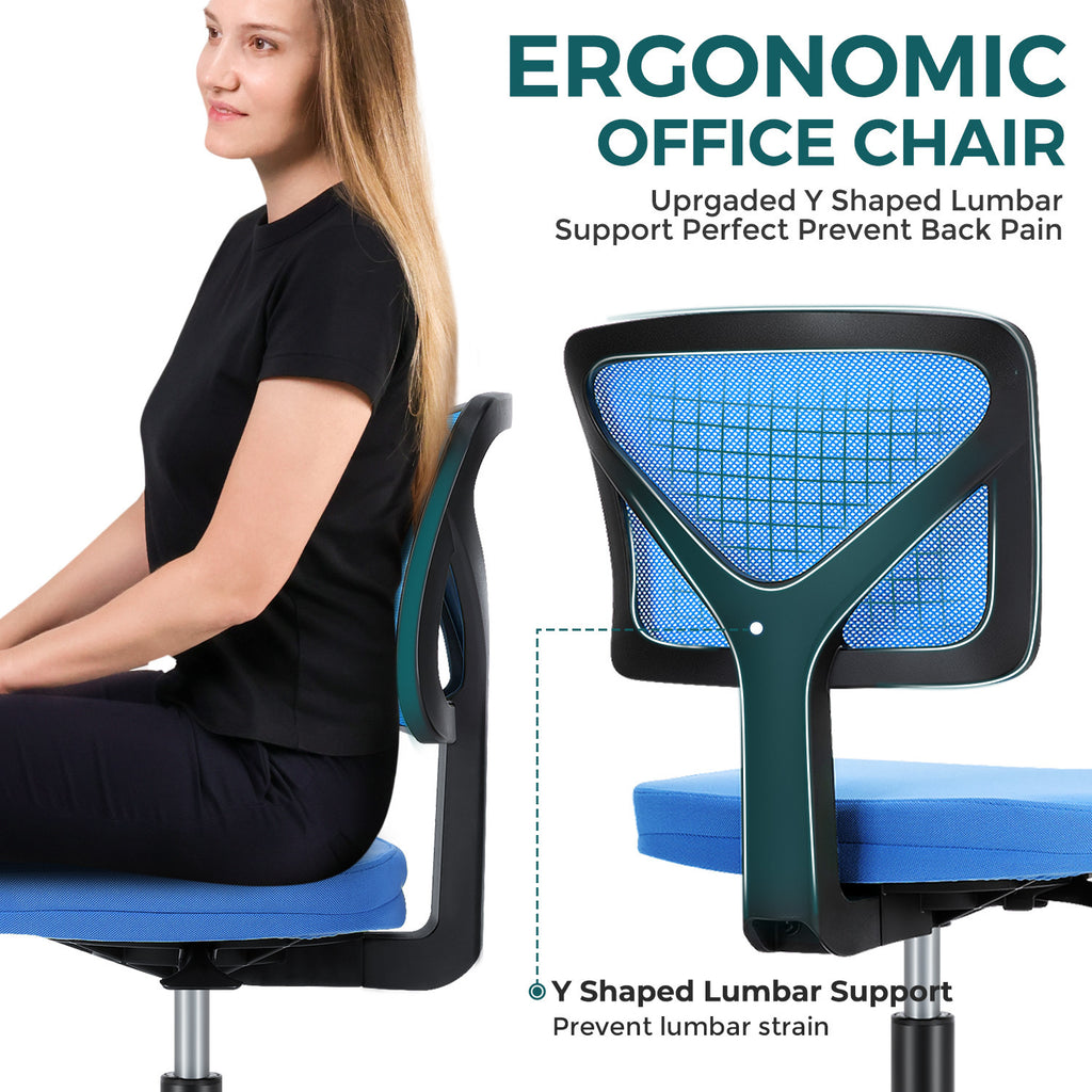 Leoglint Sweetcrispy Armless Desk Chair Small Home Office Chair with Lumbar Support