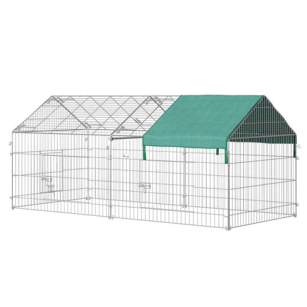 Leoglint 87" Small Animal Playpen, Pet Playpen Yard Fence for Rabbits, Chicken, Chinchillas with Roof for Indoor & Outdoor, Green