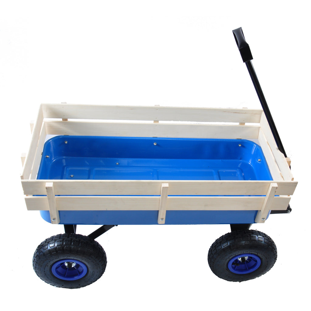 Leoglint Outdoor Wagon All Terrain Pulling Wood Railing Air Tires Garden Cart