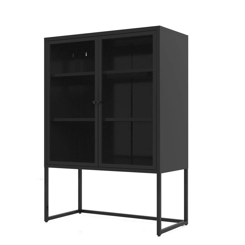 Leoglint Black Storage Cabinet with Doors, Modern Black Accent Cabinet, Free Standing Cabinet, Buffet Sideboards for Bedroom, Kitchen,Home Office