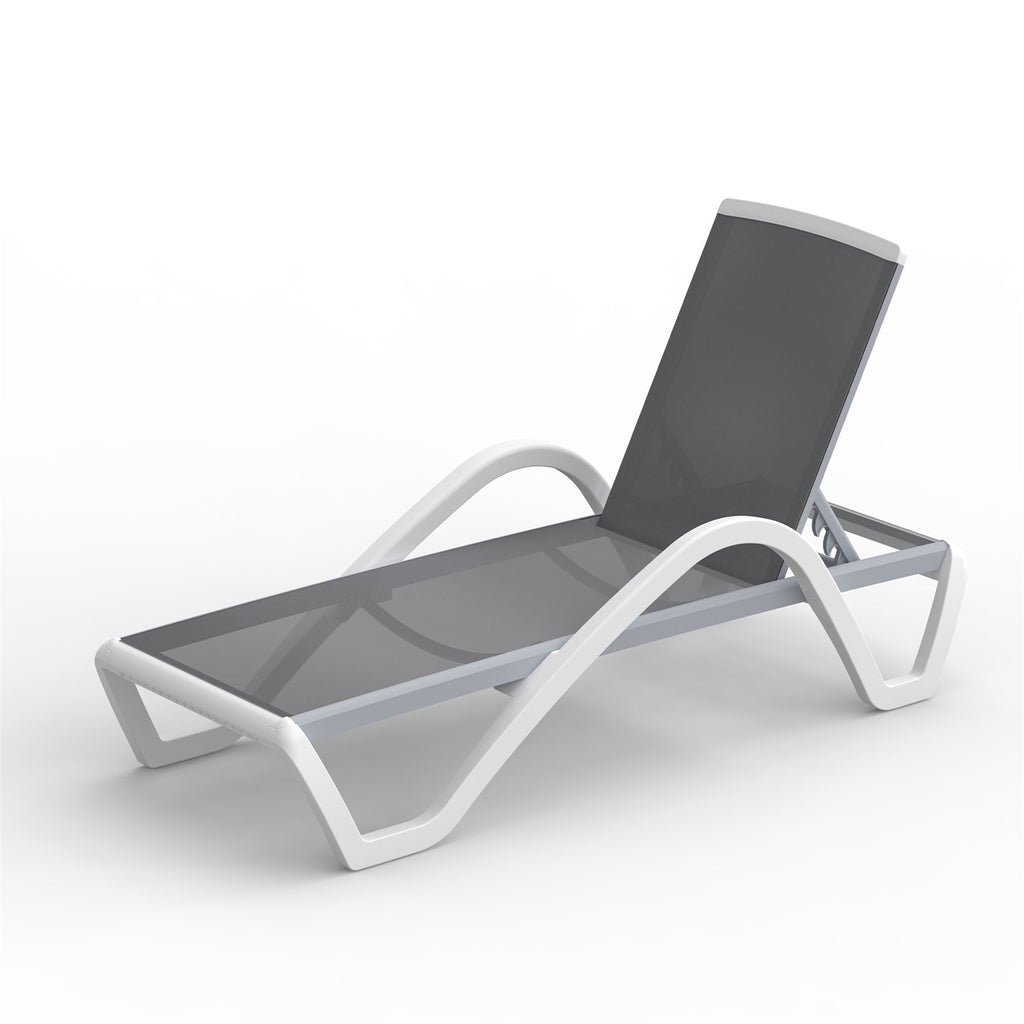 Leoglint Patio Chaise Lounge Adjustable Aluminum Pool Lounge Outdoor Chairs with Arm All Weather Pool Chairs for Outside,in-Pool,Lawn (Gray,1 Lounge Chair)