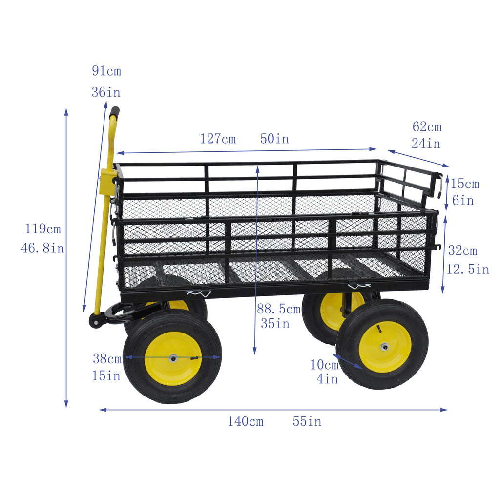 Leoglint Big Wagon Cart Garden cart trucks make it easier to transport firewood Yellow+BlackB