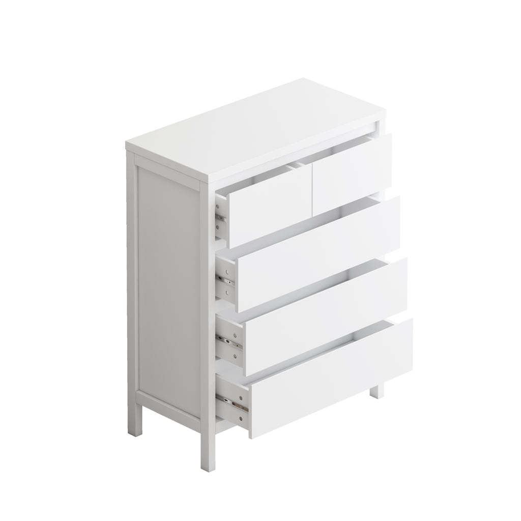 Leoglint Sideboard 31.61"4-Tier 5-Drawer MDF Storage Cabinet,for Bedroom,Living Room,Dining Room,Hallways,White