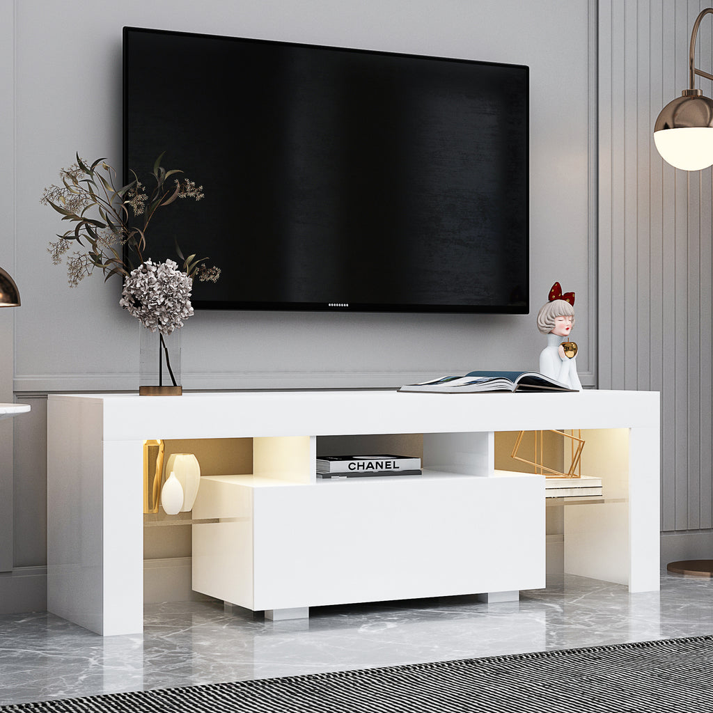 Leoglint Entertainment TV Stand, Large TV Stand TV Base Stand with LED Light TV Cabinet.