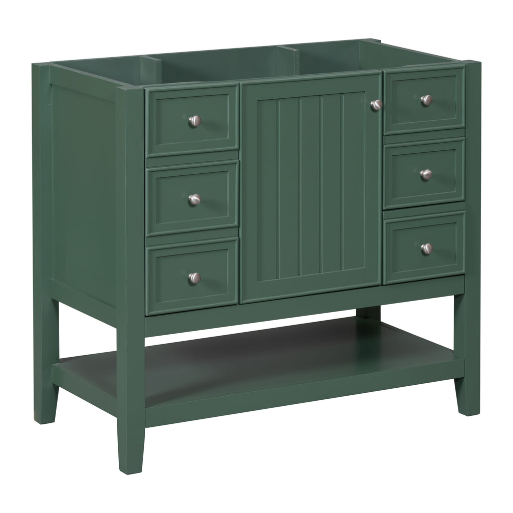 Leoglint 36" Bathroom Vanity without Sink, Cabinet Base Only, One Cabinet and three Drawers, Green