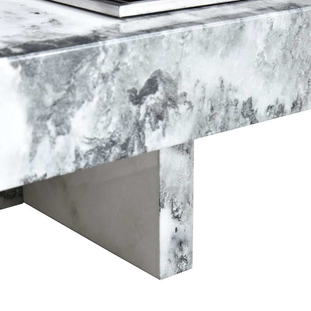 Leoglint A modern and practical coffee table, black and white in imitation marble pattern, made of MDF material. The fusion of elegance and natural fashion 31.4"* 31.4"* 12 "