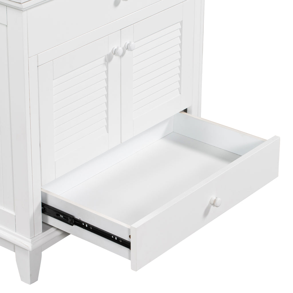 Leoglint 30" Bathroom Vanity Base without Sink, Bathroom Cabinet with Two Doors and One Drawer, White