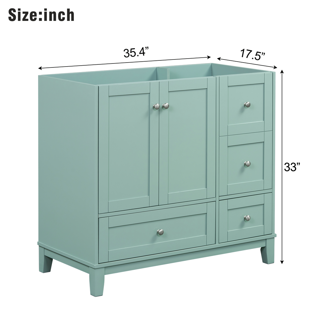 Leoglint [Cabinet Only] 36" Bathroom Vanity-Green (Sink not included)