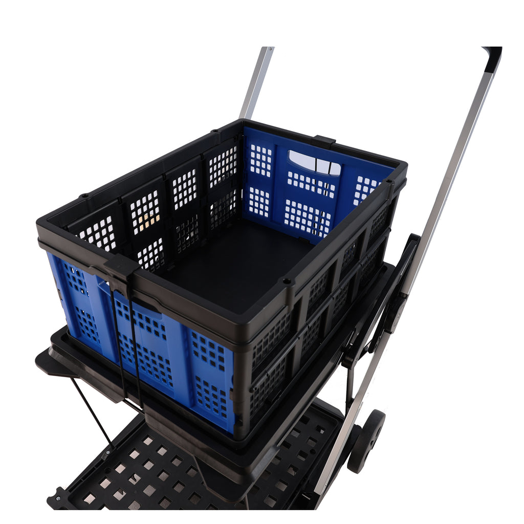 Leoglint Garden cart Folding service cart with wheels double-decker, shopping, library, office warehouse moving carts