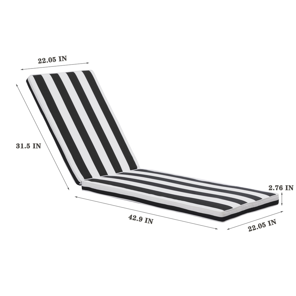 Leoglint 1PCS Outdoor Chair Outdoor Lounge Chair Cushion Replacement Patio Funiture Seat Cushion Chaise Lounge Cushion-Black/white stripe