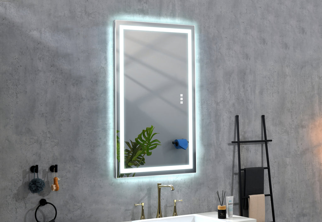 Leoglint 36*24 LED Lighted Bathroom Wall Mounted Mirror with High Lumen+Anti-Fog Separately Control+Dimmer Function