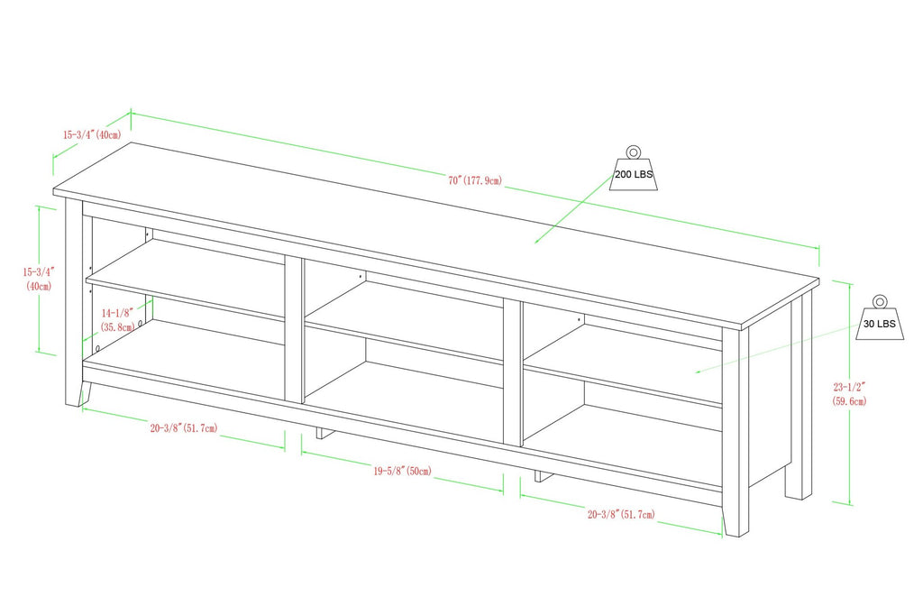 Leoglint Modern Transitional 3-Shelf Open Storage 70" TV Stand for 80" TVs - Espresso