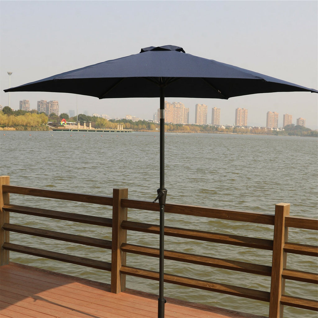 Leoglint 9' Pole Outdoor Umbrella With Carry Bag, Navy Blue