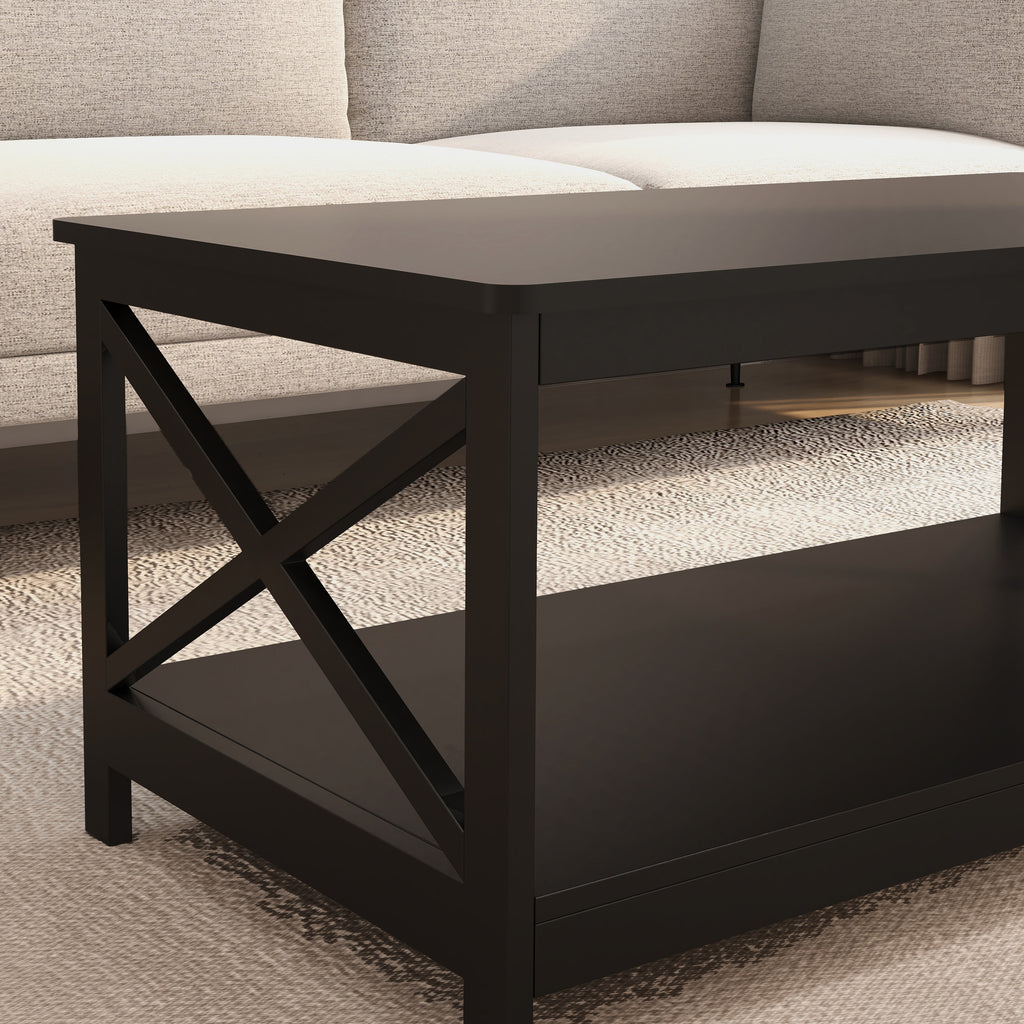 Leoglint Coffee Table Oxford End Table-Black Color