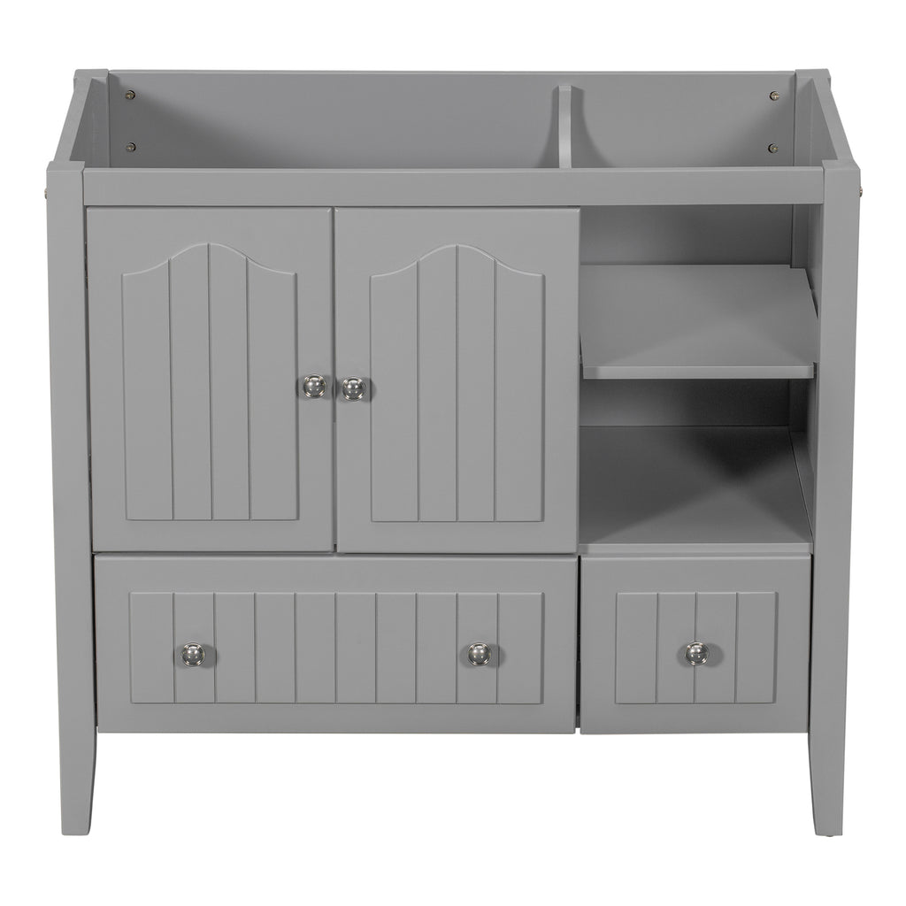 Leoglint 36" Bathroom Vanity Base Only, Solid Wood Frame and MDF Boards, Grey