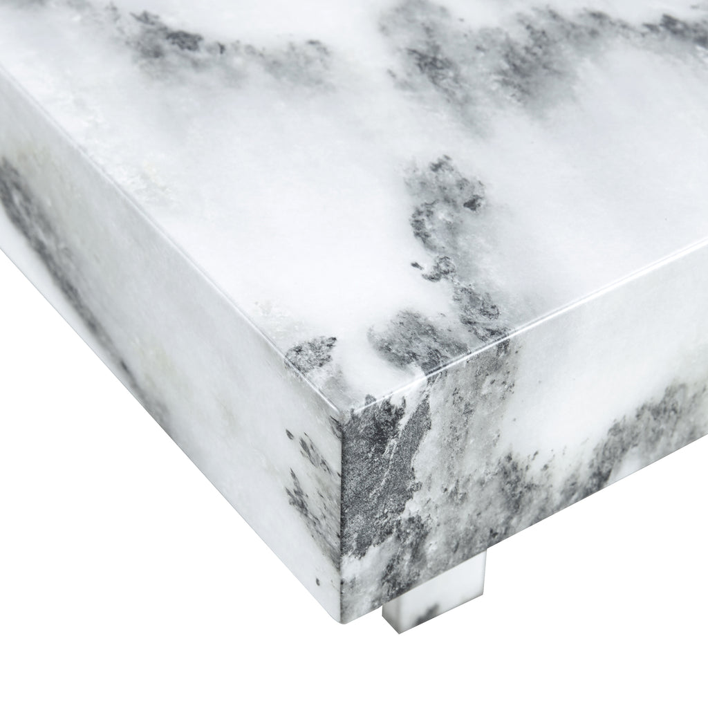 Leoglint A modern and practical coffee table, black and white in imitation marble pattern, made of MDF material. The fusion of elegance and natural fashion 31.4"* 31.4"* 12 "