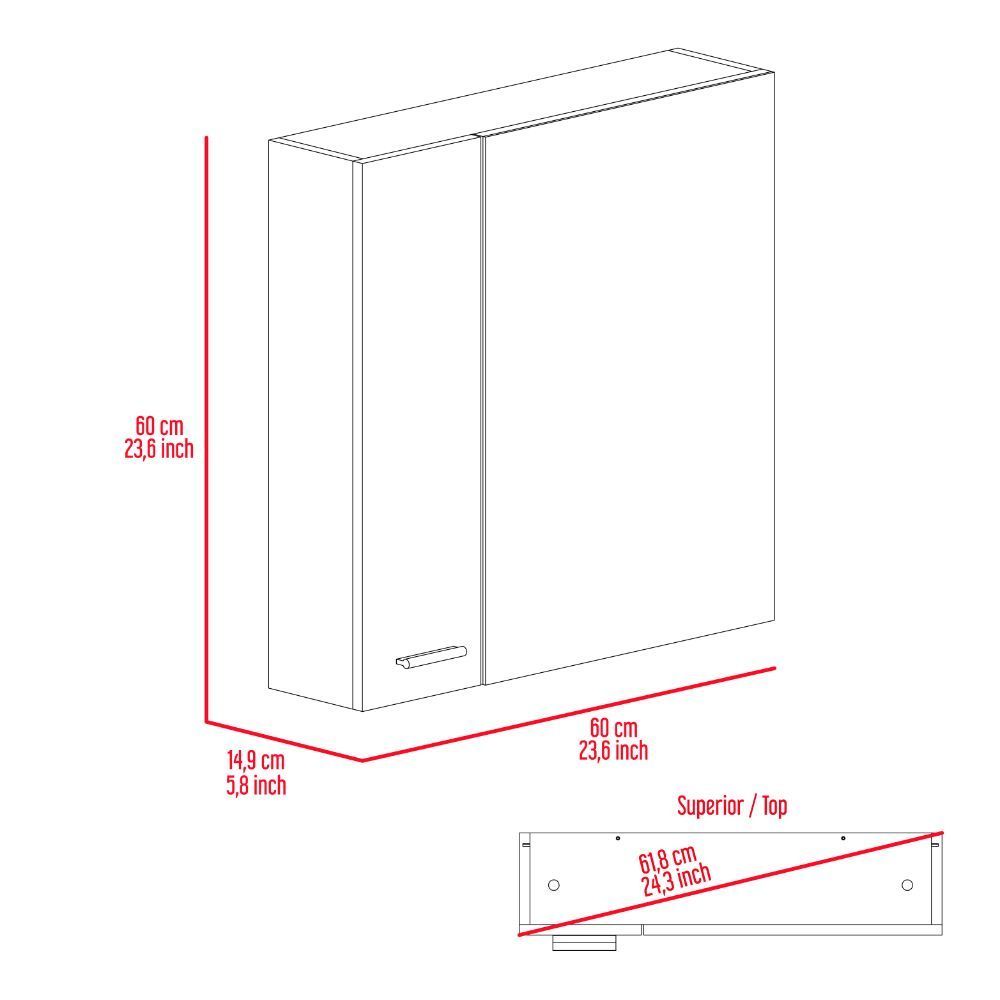 Leoglint Medicine Cabinet Prague, Four Internal Shelves, Single Door, Light Gray Finish