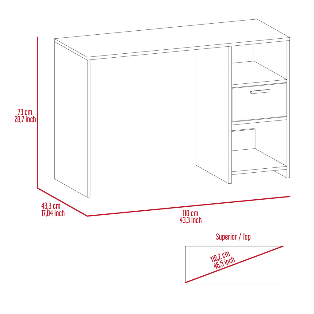 Leoglint Arlington Writing Computer Office Desk, One Drawer, Two Shelves