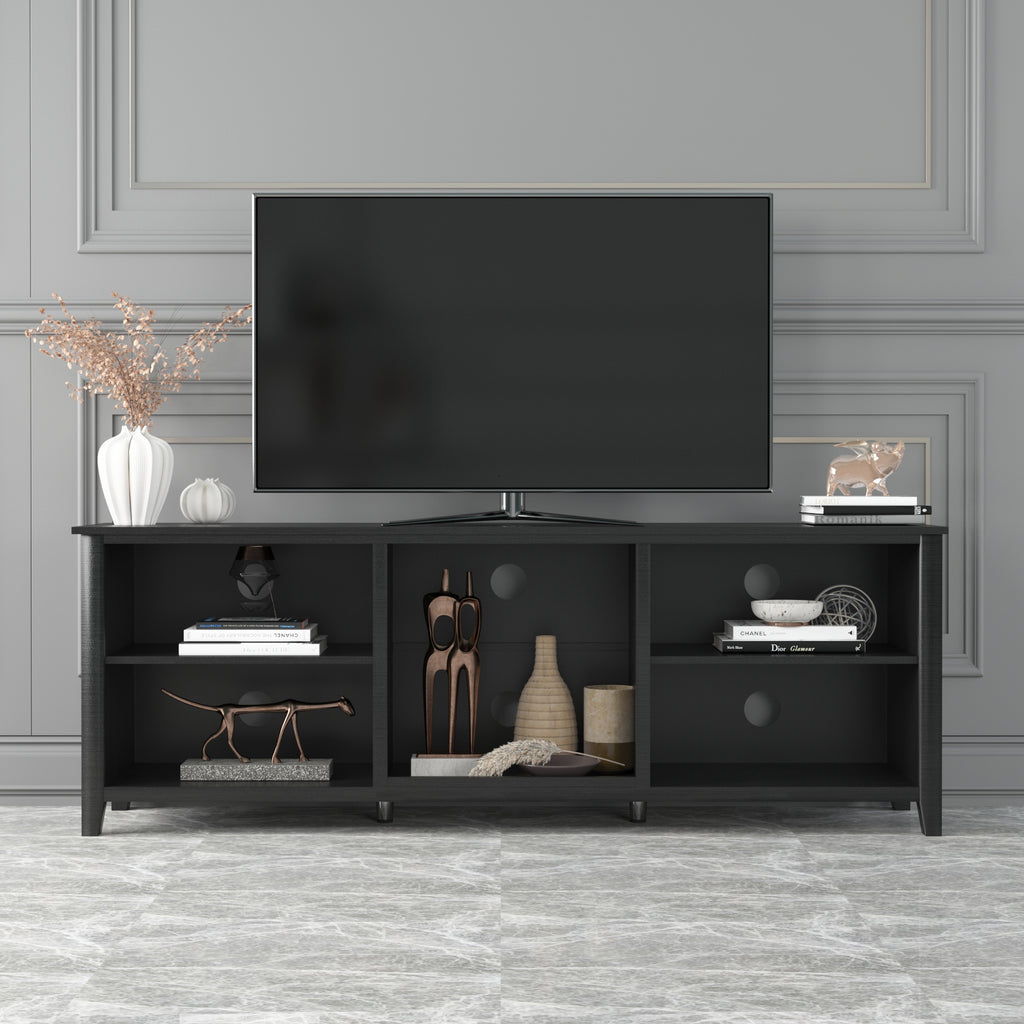 Leoglint TV Stand Storage Media Console Entertainment Center,Tradition Black