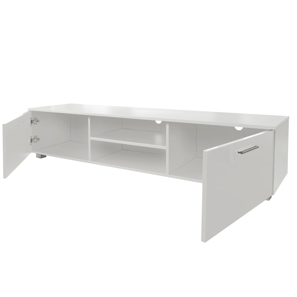 Leoglint White TV Stand for 70 Inch TV Stands, Media Console Entertainment Center Television Table, 2 Storage Cabinet with Open Shelves for Living Room Bedroom